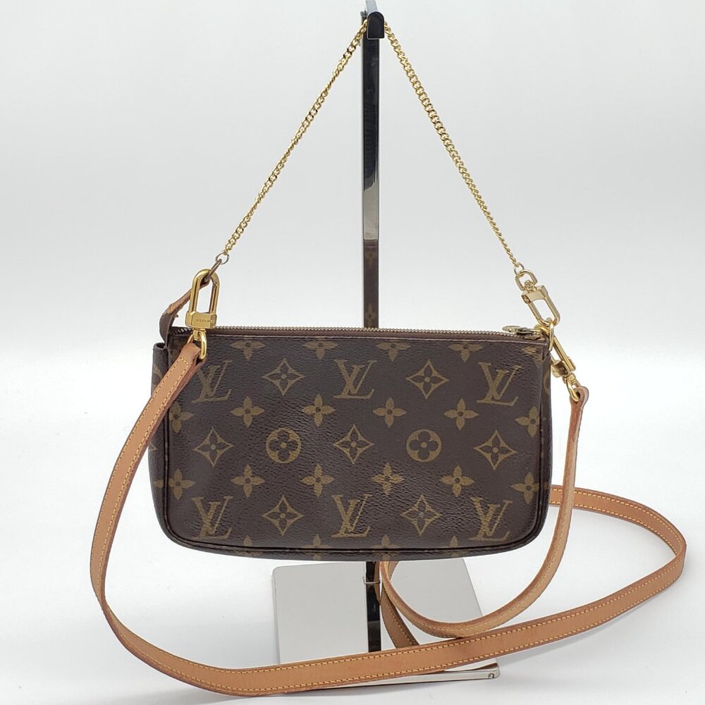 Louis Vuitton Pochette Accessoires Monogram Crossbody | LV Chain Shoulder Bag - Picture 3 of 16